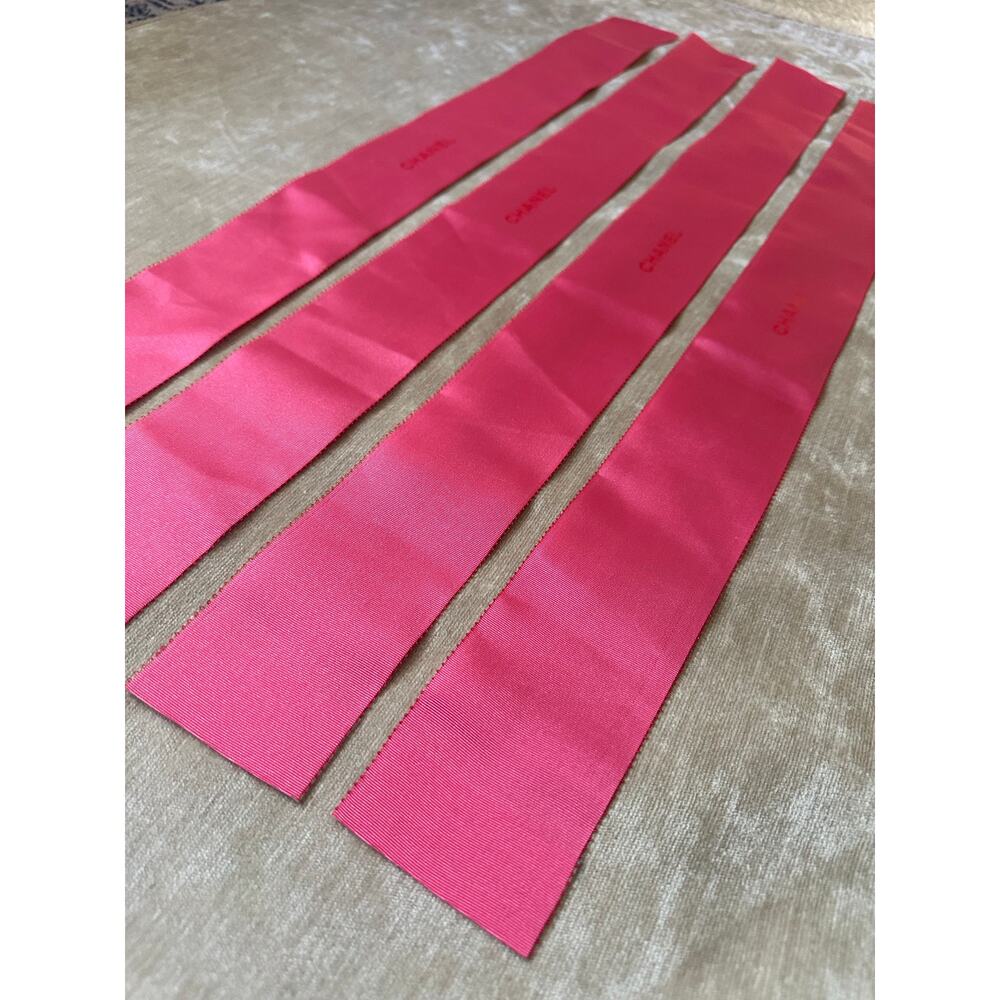 Chanel Pink Box Ribbon wide logo authentic 4pc/27x2”  craft satin rare